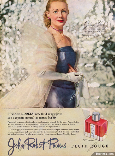 John Robert Powers 1952 Juliana Larson, Fluid Rouge, Jewels Van Cleef & Arpels