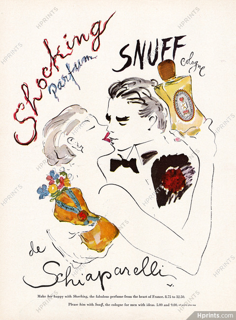 Schiaparelli (Perfumes) 1952 Marcel Vertès, Shocking, Snuff