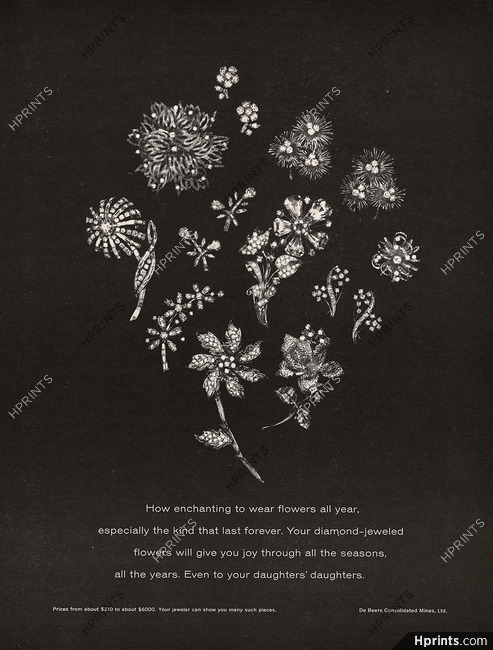 De Beers (High Jewelry) 1966 Flower Diamond Clips