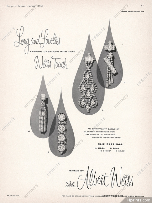Albert Weiss (Jewels) 1955 Clip Earrings