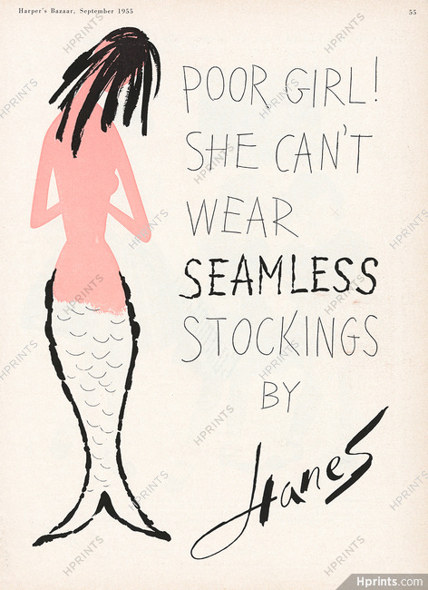 Hanes 1955 Mermaid, Bobri, Poor girl ! She can't wear Seamless Stockings