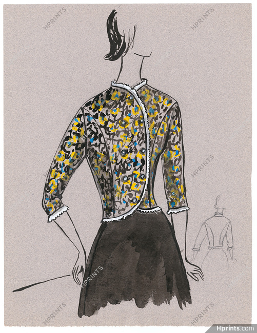 Blanche Bassia 1965 / 1970 Original Fashion Drawing