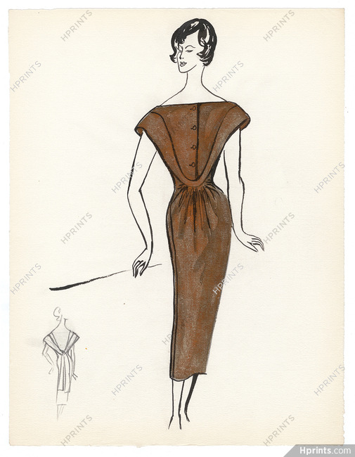 Blanche Bassia 1965 / 1970 Original Fashion Drawing