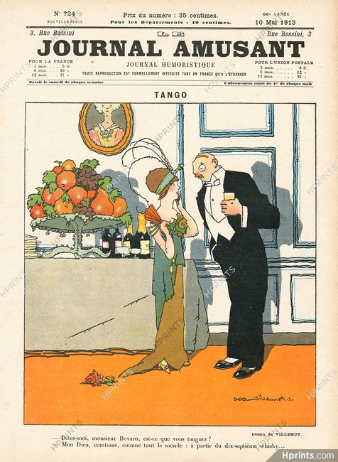 Jean Villemot 1913 Tango, "Est-ce que vous tanguez ?" Le Journal Amusant