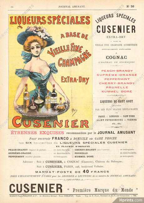 Cusenier 1899 Liqueurs, Affiche Pal