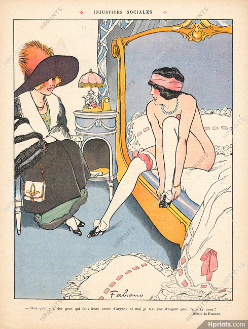 Fabien Fabiano 1912 Attractive Girl on her Bed