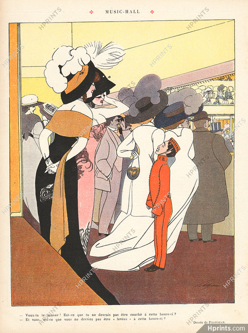 Petitjean 1910 Elegant Fashion Art Nouveau Bellhop Music Hall
