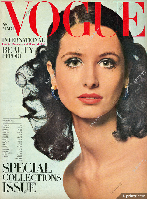 Ken Lane (High Jewelry) 1968 Earrings, UK Vogue Cover, Photo David Bailey