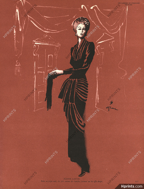 Jeanne Lanvin 1945 Evening Gown René Gruau