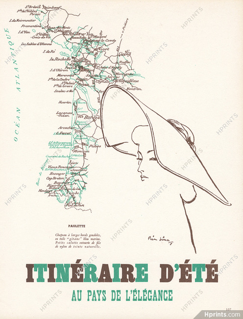 Paulette (Millinery) 1948 Itinéraire d'été, Côte Atlantique, Pierre Simon