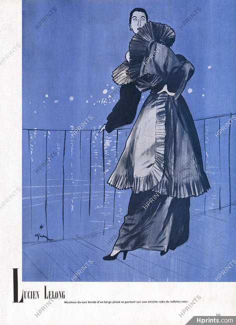 Lucien Lelong 1948 Evening Coat, René Gruau