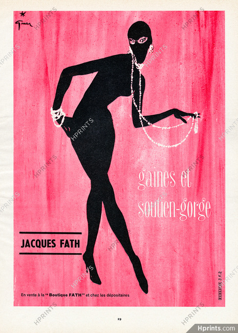 Jacques Fath (Lingerie) 1955 Gaines et Soutien-gorge, René Gruau (S)