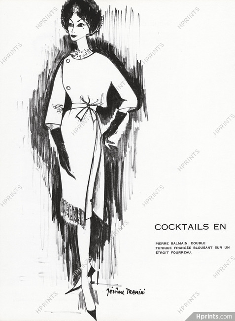 Pierre Balmain 1959 Double Tunique, Jérôme Tramini, Fashion Illustration