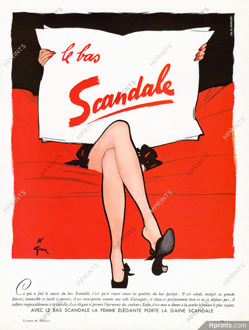 Scandale (Hosiery, Stockings) 1952 René Gruau