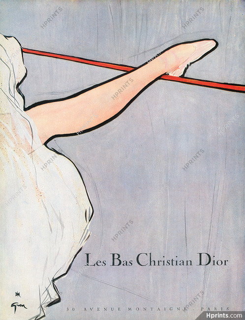 Christian Dior (Stockings) 1951 René Gruau, Ballerina