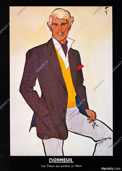 Dormeuil (Fabric) 1983 Men's Clothing, René Gruau