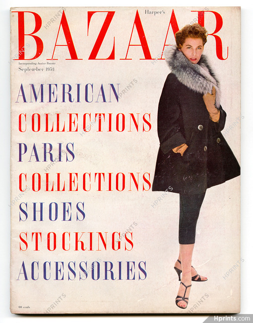 Harper's Bazaar September 1953 Cover Givenchy, Paris Collections, Photo Richard Avedon