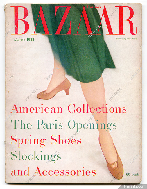 Harper's Bazaar March 1955 The Paris Openings, Cover Newton Elkin, Photo Richard Avedon