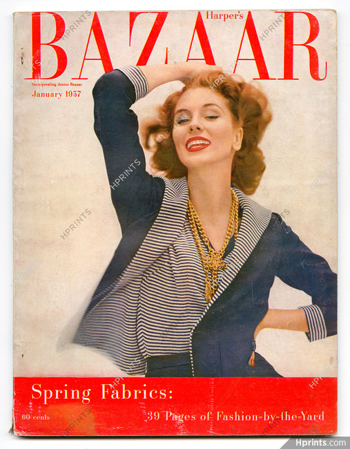 Harper's Bazaar January 1957 Spring Fabrics, Cover Richard Avedon