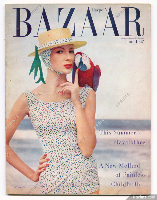 Harper's Bazaar June 1957 Cover Givenchy for Jantzen, Photo Louise Dahl-Wolfe