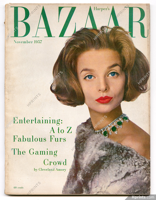 Harper's Bazaar November 1957 Cover Harry Winston, Photo Louise Dahl-Wolfe