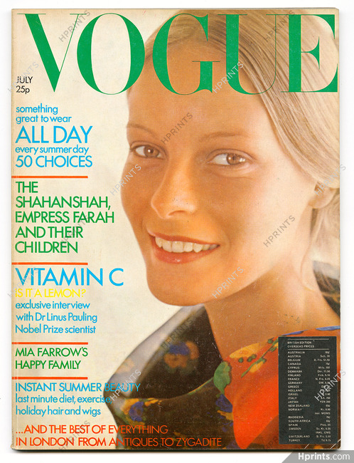 UK Vogue British Magazine 1971 July, Photo David Hamilton, Mia Farrow