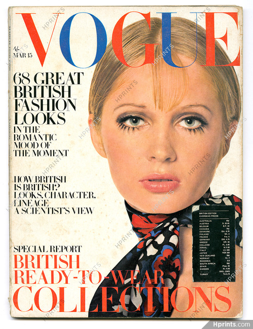 UK Vogue British Magazine 1968 March 15, Cover by David Bailey