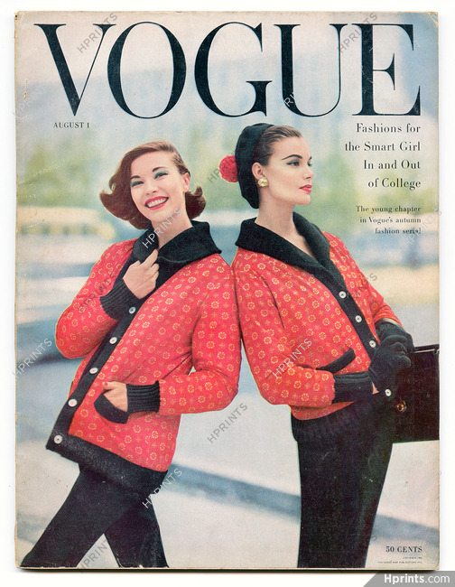 Vogue US August 1, 1955 Cover by Prigent, Rutledge, Frissel, Coffin... Blumenfeld Dayton's