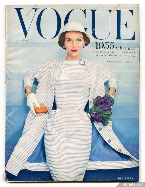Vogue US January 1955 Photo Blumenfeld, Pierre Balmain, Cartier, Mary Suzuki, Giacometti by Alexander Liberman
