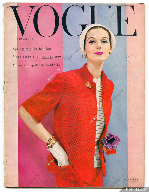 Vogue US February 15, 1955 Photo Blumenfeld, Cartier Jewels, Clifford Coffin, Eric, Villon by Alexander Liberman...