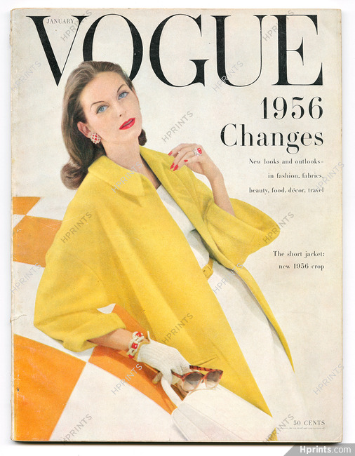 Vogue US January, 1956 Cover McLaughlin, Jewels David Webb, Rutledge, Horst, Leombruno-Bodi, Dagmar...