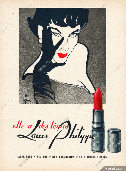 Louis Philippe (Cosmetics) 1951 René Gruau, Lipstick