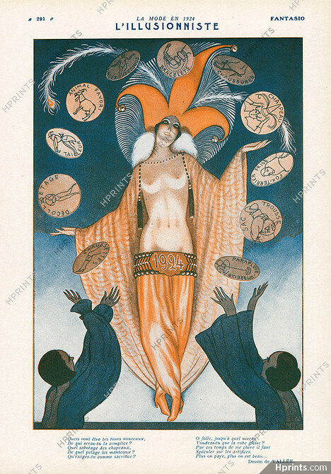 L'Illusionniste, 1924 - Armand Vallée, Music Hall Chorus Girl Costume Feathers