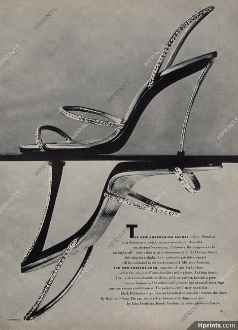 I. Miller (Shoes) 1951 Perugia, Sandale du soir, Strass