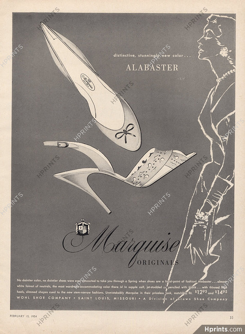 Wohl Shoes Company (Shoes) 1954 Marquise — Advertisement