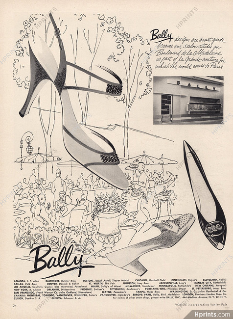 Bally (Shoes) 1954 Paris Store — Advertisement