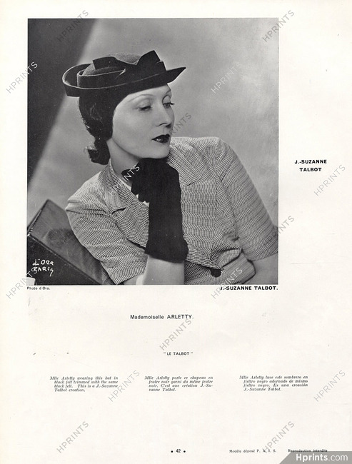 Suzanne Talbot 1934 Mademoiselle Arletty