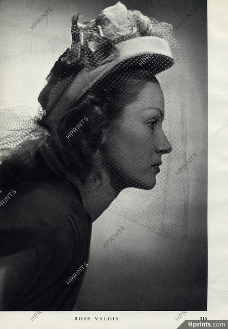 Rose Valois 1946 Veil Hat
