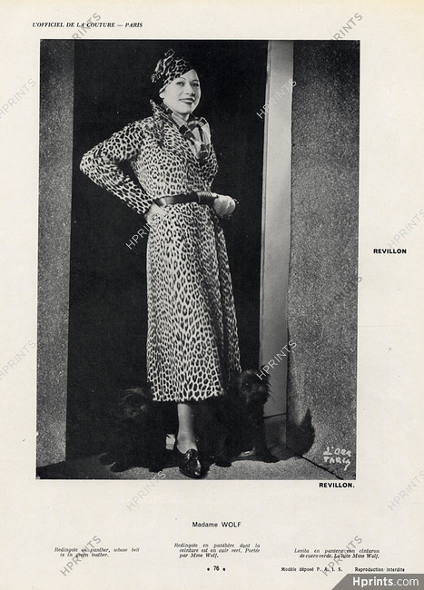 Revillon 1936 Photo Mme Wolf D'Ora, Fur Coat