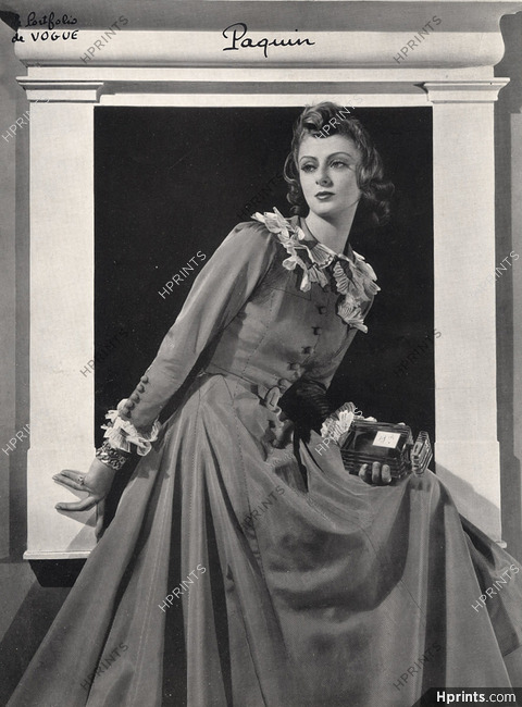 Paquin 1940 Fashion Photography Evening Gown