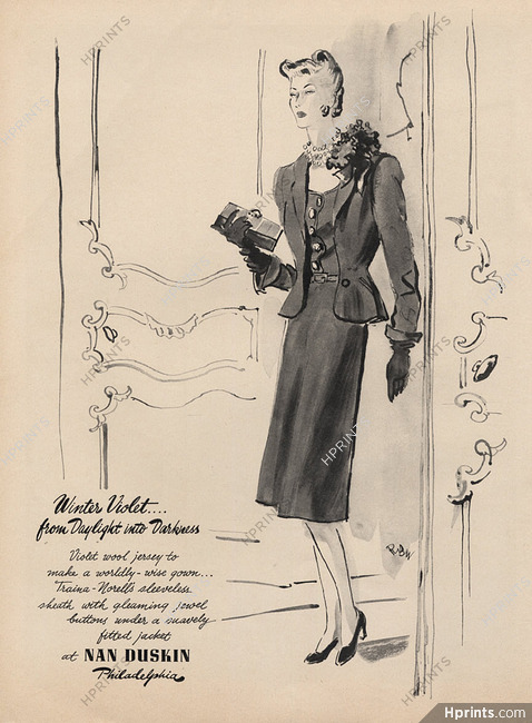 Nan Duskin 1943 René Bouët-Willaumez Fashion Illustration