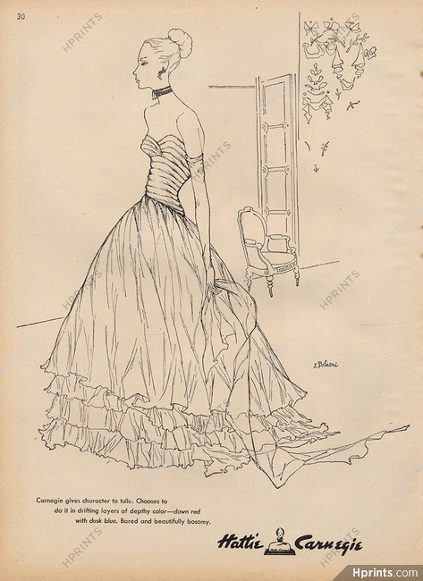 Hattie Carnegie (Couture) 1946 Evening Gown, Saul Bolasni