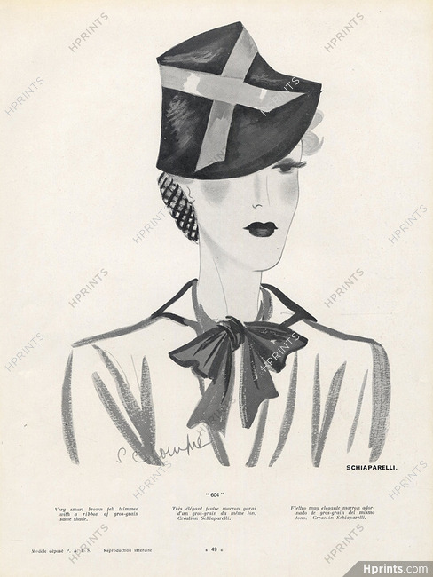 Schiaparelli 1936 Hats, Schompré