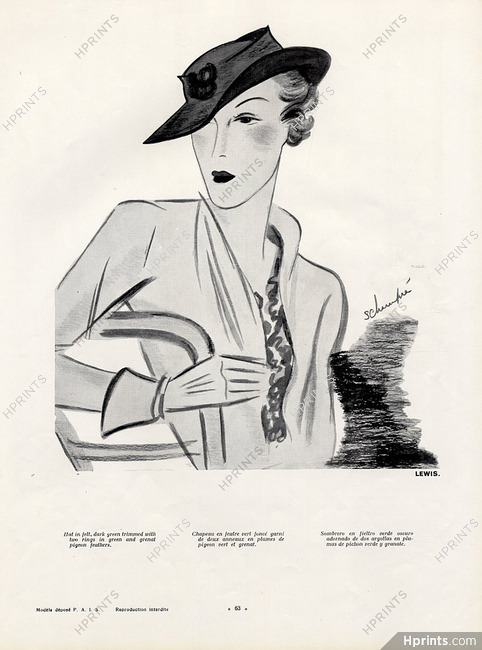 Lewis 1934 Schompré, Hats