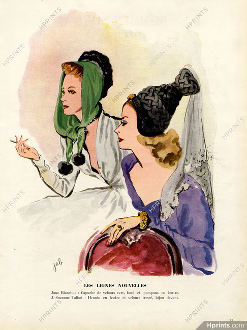 Jane Blanchot & Suzanne Talbot (Hats) 1945 Jeb