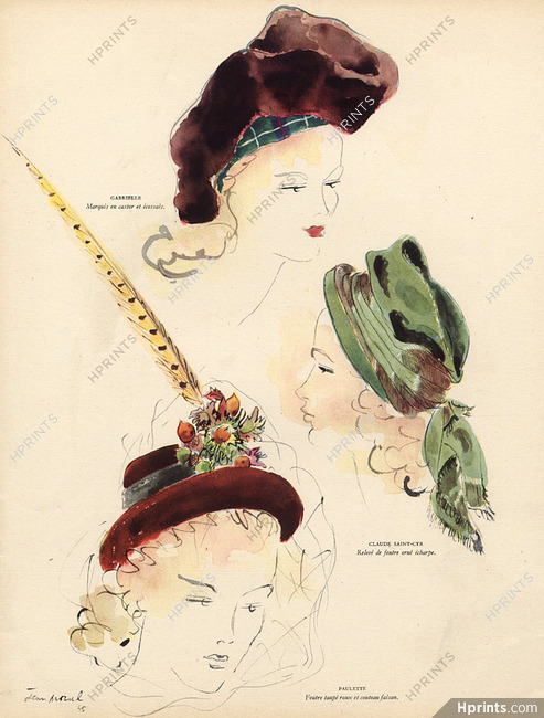Jean Moral 1945 Hats, Claude Saint-Cyr, Gabrielle