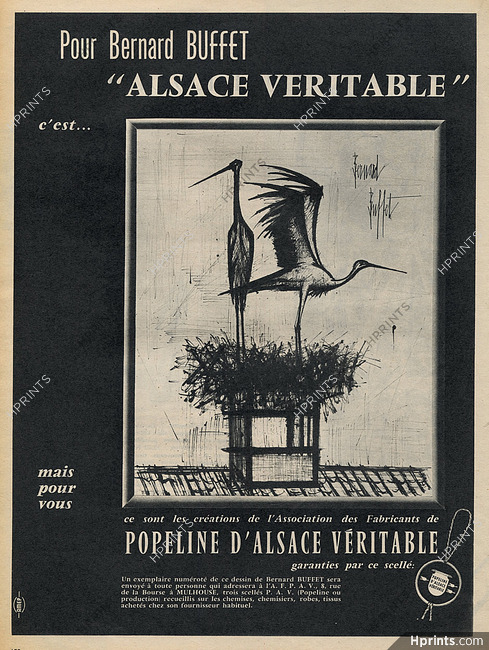 Popeline d'Alsace Véritable (Fabric) 1961 Storks, Bernard Buffet