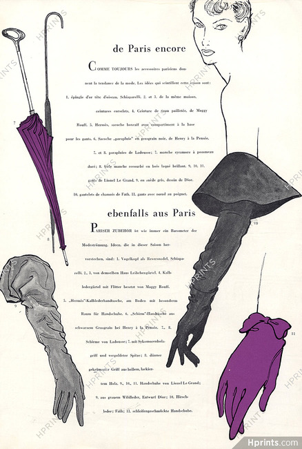 Haramboure 1951 Christian Dior & Jacques Fath Gloves Umbrella