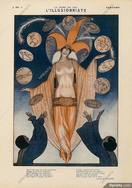 L'Illusionniste, 1924 - Armand Vallée Music hall Chorus Girl Costume Feathers