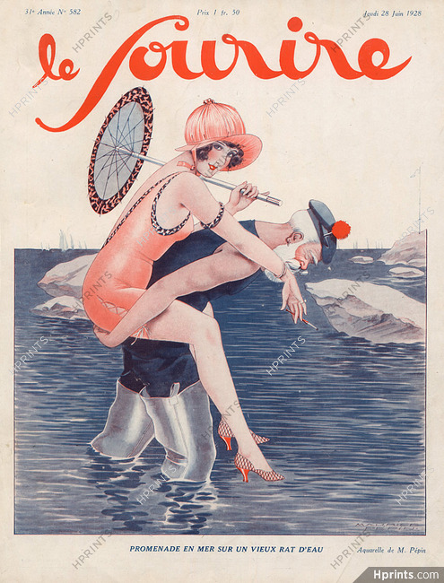 Maurice Pépin 1928 "Promenade en mer..." Bathing beauty & Sailor